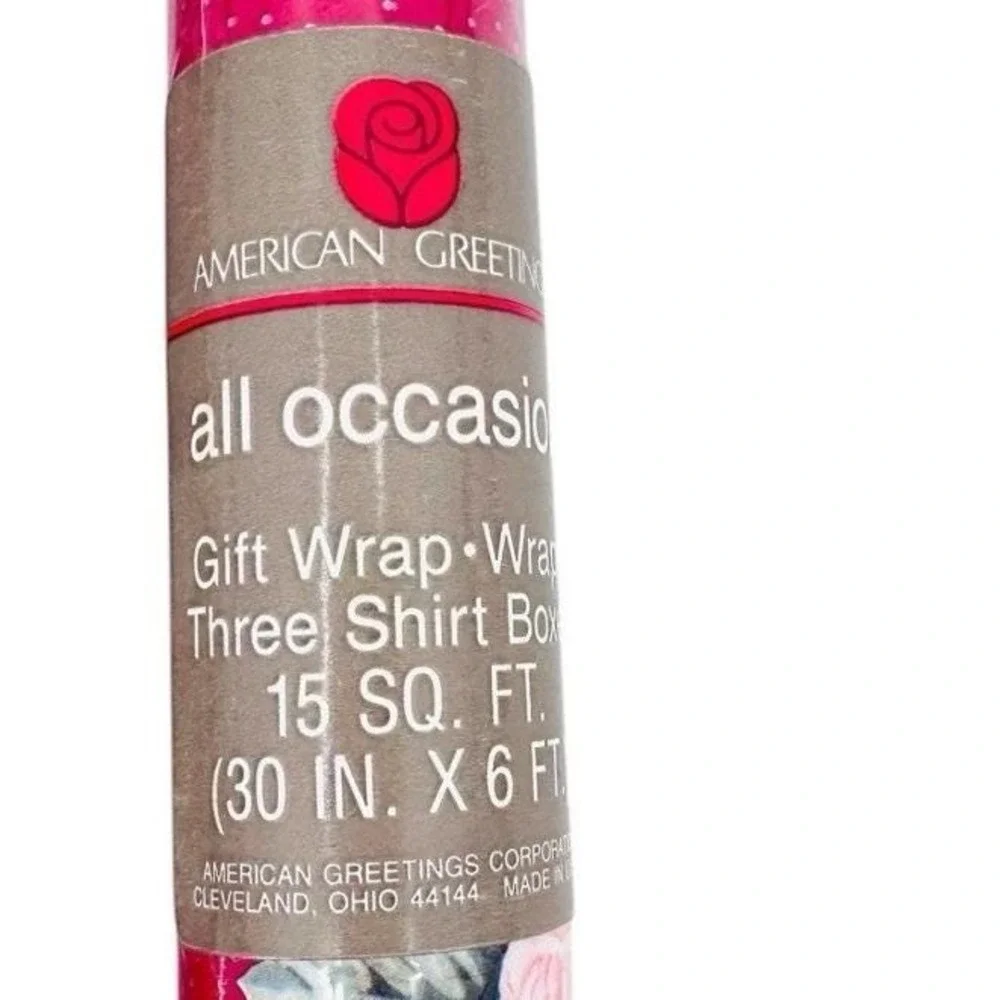 Vintage American Greetings Gift Wrap Rolls Floral Rose Gift 30